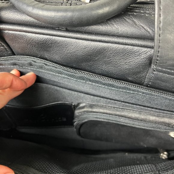 Samsonite Black Leather Laptop Portfolio Messenger Expanadble Bag - Picture 4 of 10